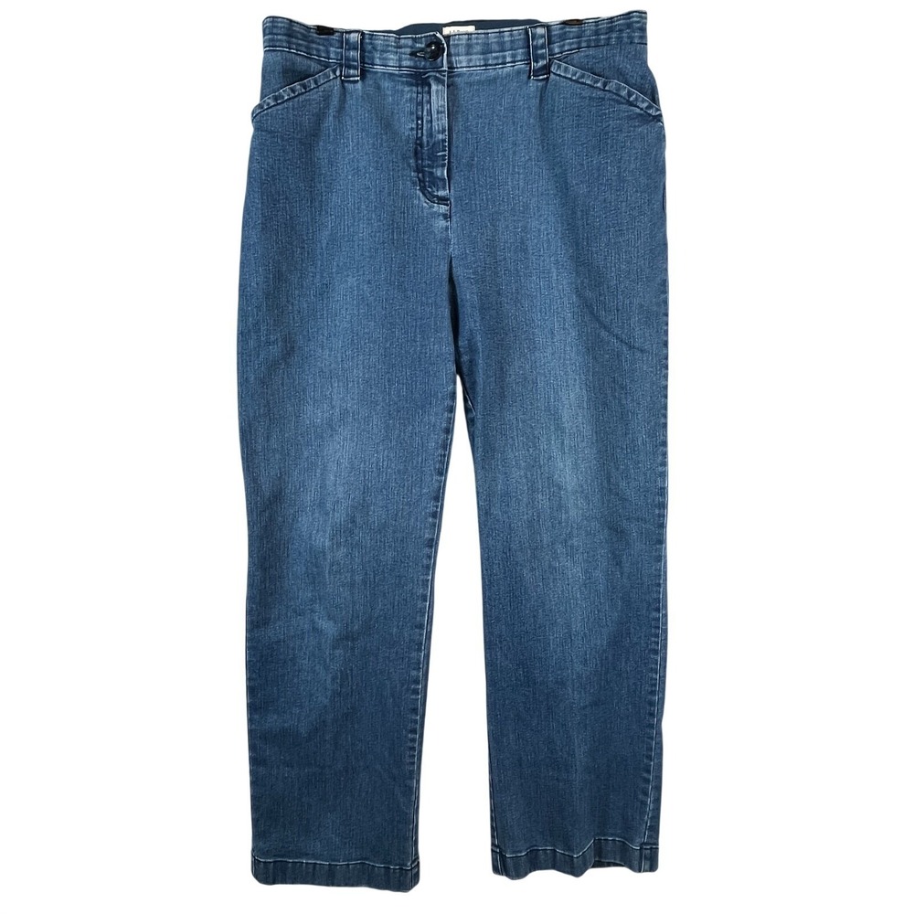 LL Bean Womens 14 Classic Fit Stretch Jeans Straight Leg Blue Denim Casual Pants